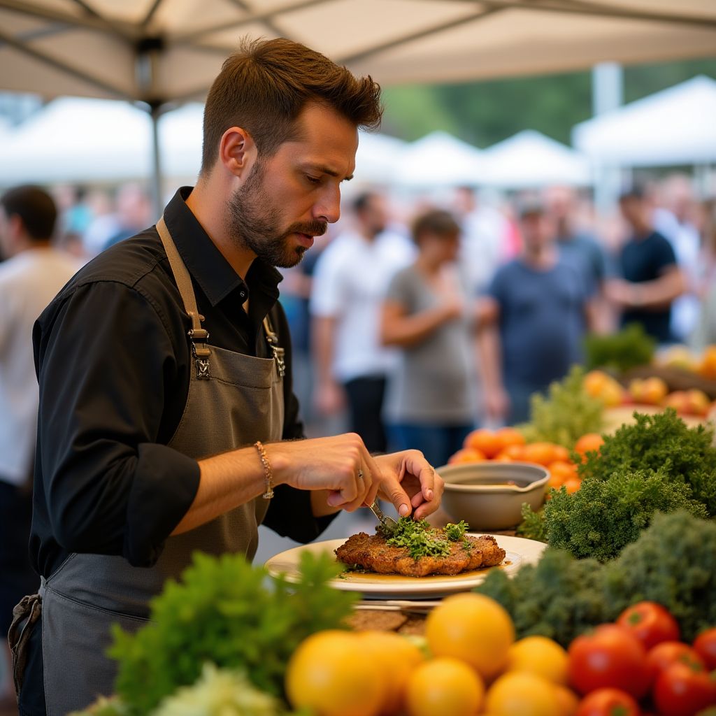 Cooking demonstration at farmers market